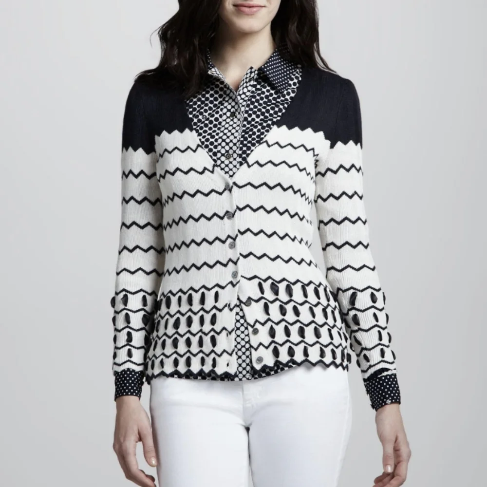 TORY BURCH silk cardigan sweater M L - Picture 1 of 12